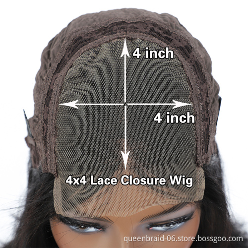Short Bob Wig Human Hair 4x4 Glueless Straight Bob Lace Front Wigs  Brazilian Virgin Lace Closure wigs For Women Natural Color